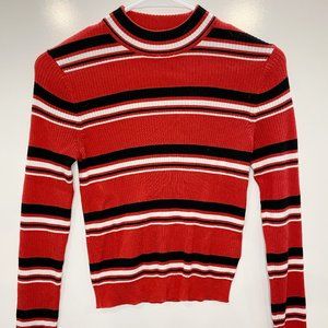 Striped Mock Neck Sweater!